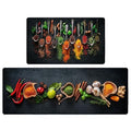 Herbs and Spices Kitchen Rug Set 2 Pieces Non Slip Waterproof Floor Mats – Spices Variation