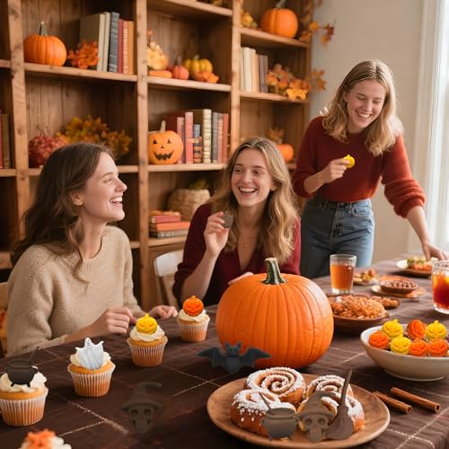Halloween Silicone Candy Molds Set - Ghost, Pumpkin, Bat, Skull & More - 2PCS Halloween Decoration