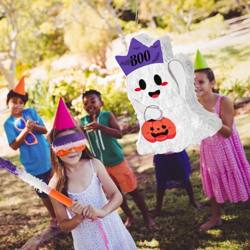 VINTS Halloween Ghost Piñata with Blindfold & Stick - White