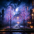 6FT Halloween Black Birch Tree with 288 Purple & Orange LED Lights, Waterproof Indoor Outdoor Decor