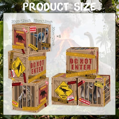 Halloween Dinosaur Party Decoration Boxes Set - 12x12 Inches, 6 Pieces