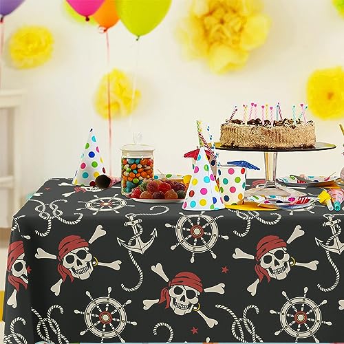 Pirate Skull Tablecloth 53x98 Inches for Pirate Theme Party Halloween Decorations