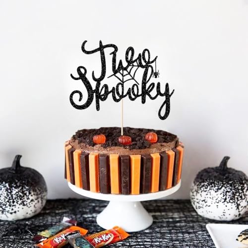 Black Glitter Halloween Birthday Cake Topper Spooky Party Decoration