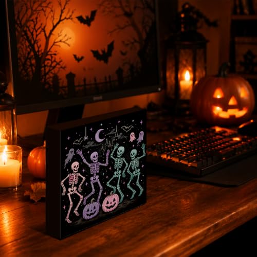 Gothic Skeleton Halloween Decor Wooden Skull Sign - Variation Q