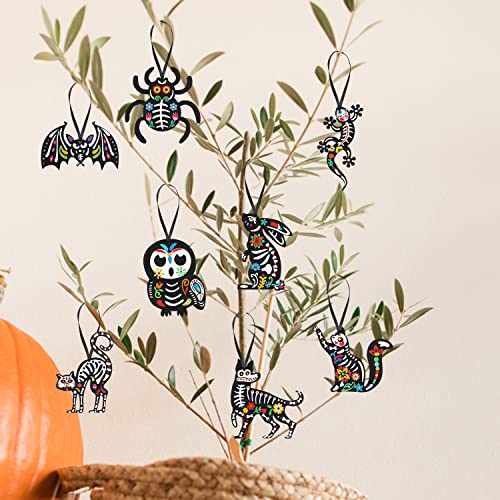 Dia De Los Muertos Felt Ornaments Set - Mexican Skeleton Halloween Decorations - Variation of Dia De Los Muertos Theme