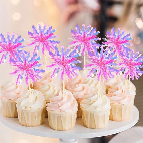 Foil Firework Cupcake Toppers - Design 21, 40 Pack Birthday Party Decorations