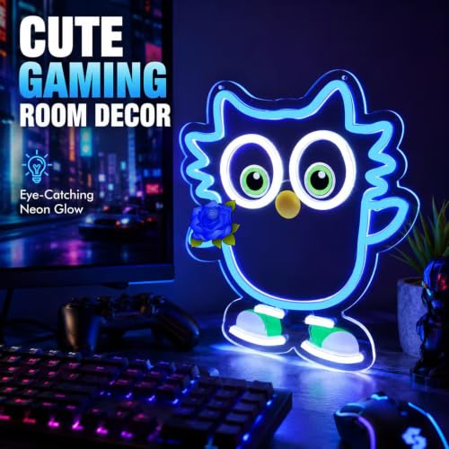 Owl Neon Sign LED Light for Bedroom Game Room Kids Room Decor USB Power