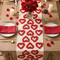 Red Plush Heart Valentines Table Runner 13x36 Inch - Home Decor