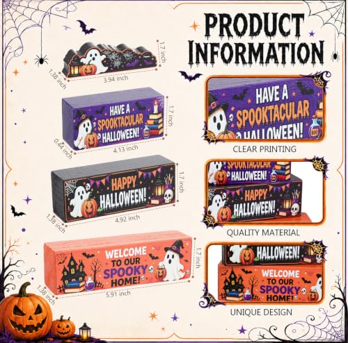 Halloween Ghost Wooden Decor Set for Tabletop and Mantel
