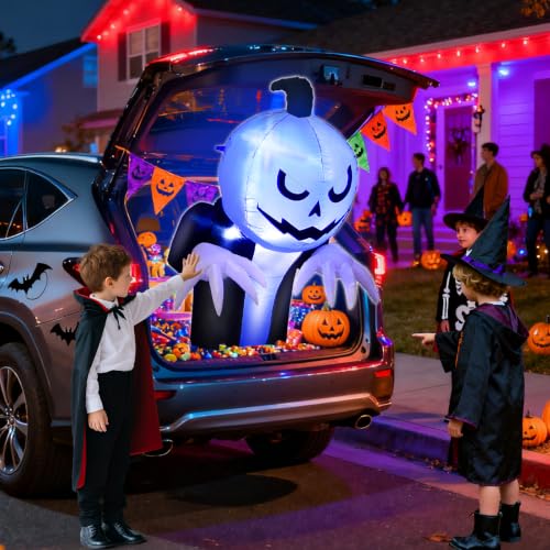 3 Ft Inflatable Halloween Car Decoration Kit with Pumpkin Ghost & Accessories