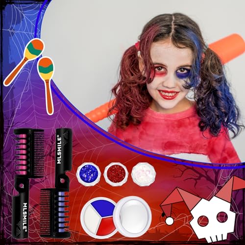Halloween Clown Makeup Set with Face Paint, Glitter, Hair Color & Accessories - Variation 5