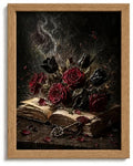 Moody Floral Wall Art - Dark Gothic Book & Roses Frame, 10x8 Inches