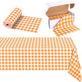 Orange Checkered Plastic Tablecloth Roll - 54x300 Ft Waterproof Disposable with Easy Cut for Outdoor & Party Use - Classic Variation