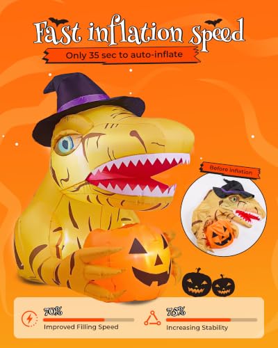 Yellow Trunk or Treat Car Decorations Kit with 4 LEDs - 3.44 FT Inflatable Halloween Decor