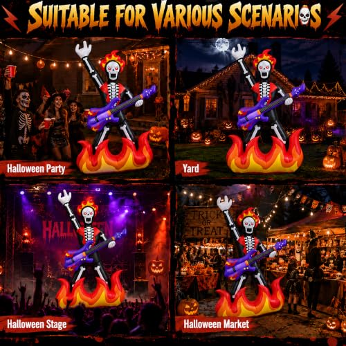 Inflatable Rock Guitar Skeleton Yard Decor for Halloween & Party