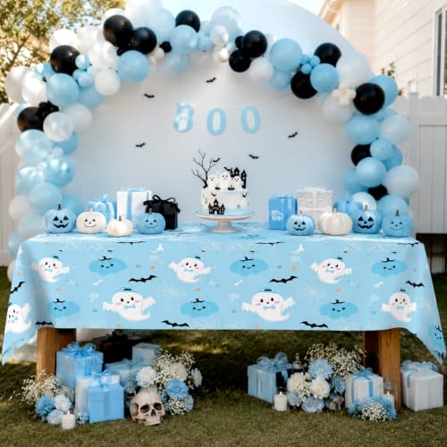 Halloween Tablecloth Set 8 Pack Blue Pumpkin Ghost Bat Waterproof Plastic