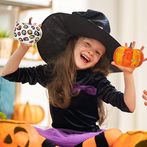 8-Piece DIY Pumpkin Painting Kit with Foam Pumpkins & Face Stickers - Fall Crafts for Halloween & Thanksgiving