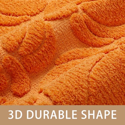 Fall Pumpkin Bath Mat 20x32 Inches - Harvest Orange Bathroom Rug with Anti-Slip Backing, Rectangular
