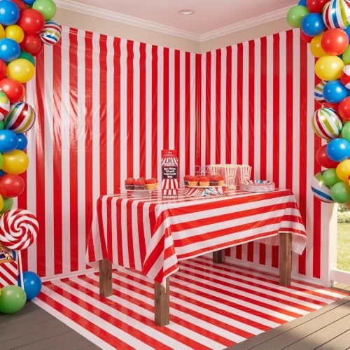 Red and White Striped Tablecloth Roll - Party Decor & Event Supplies