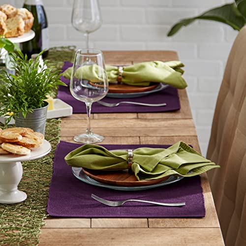 Eggplant 13x19 Inch Ribbed Cotton Placemat Set of 6