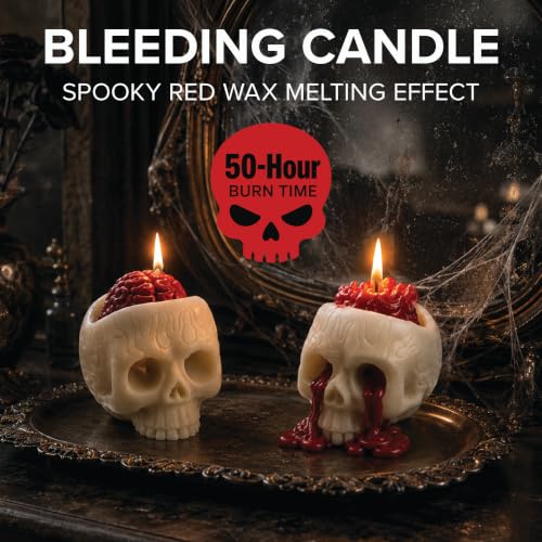 Halloween Skull Candles - 2 PCS Gothic Bleeding Wax Spooky Decor - Variation of THIS listing