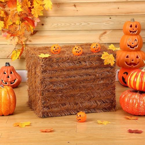 Halloween Decorative Straw Bale 18x14x14 Inches - Fall Farmhouse Decor - Variation of 1