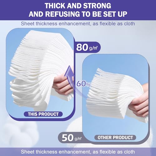 Disposable Face Towels 50 Count - Soft Cotton Makeup Remover Wipes for Skin & Cleansing