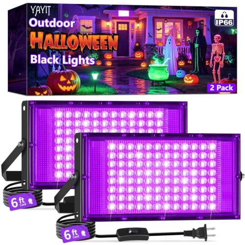 Black LED Black Lights with Switch & Plug 100W IP66 Waterproof 2 Pack - Variation of Black / 2