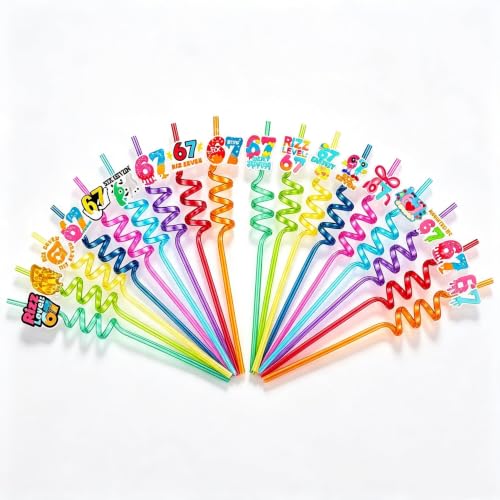Reusable Party Drinking Straws with 16 Fun Curved Designs for Parties & Events