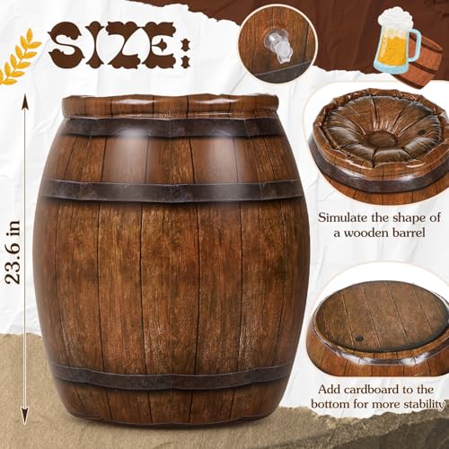 Western Cowboy Inflatable Barrel Decorations - 2 Pack, Rustic Wild West Party Props
