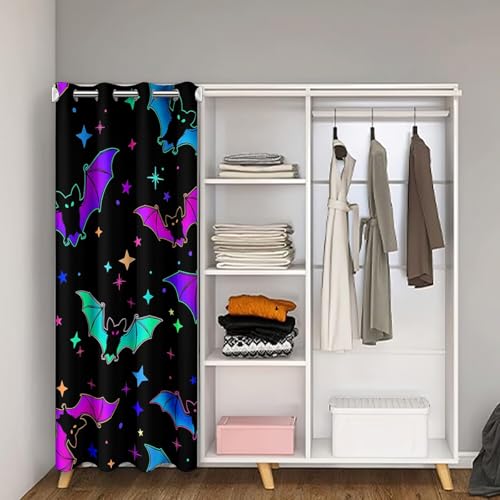 Halloween Bat Door Curtain for Kids & Bedroom Privacy - Multi 42x80 Inches