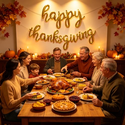 18 Inch Happy Thanksgiving Foil Balloons Set - Fall Party Decorations