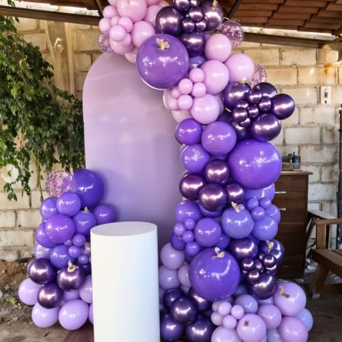 Pink and Purple Balloons Set for Birthday & Bridal Shower Decorations - 30pcs with Ribbon