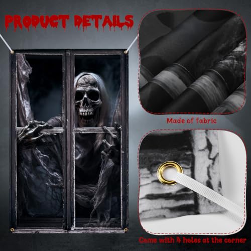 Halloween Skull Window Door Decorations Cover Set - Skull Variation