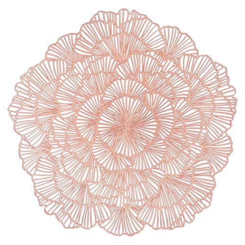 Rose Gold Placemats Set of 12 Flower Tablemats Vinyl Dining Table Decor - Modern Kitchen