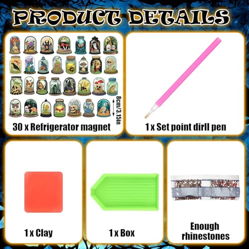 Gothic Halloween Diamond Painting Magnet Kit - 30 pcs Fridge Magnets with Tools
