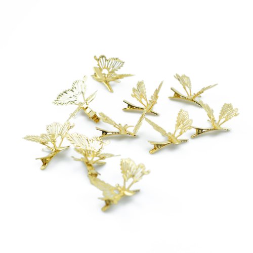 ISCRIO Butterfly Hair Clips - 12 Pcs Moving Wings Metal Barrettes for Women & Girls | Gold