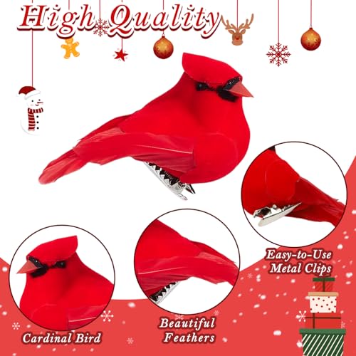 24pcs Red Cardinal Bird Mini Ornaments for Christmas Tree - 2.2in