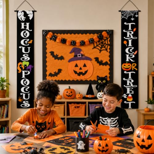 Halloween Door Banner Set - Outdoor Trick or Treat Decorations, 2 Pieces