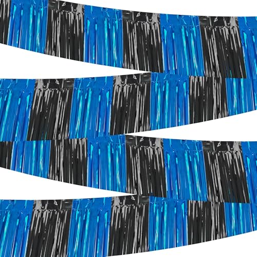 Black & Royal Blue Graduation Parade Float Fringe Streamers - 4 Pack