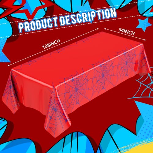 Spider Tablecloth Set 3 Pack - Web Design for Birthday & Halloween Parties - Black and Red Web Variation