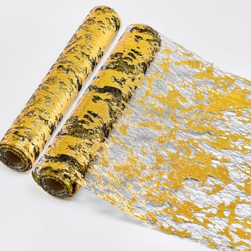 Black Gold Glitter Sequin Metallic Foil Table Runner 9ft 2pcs - Party Decor