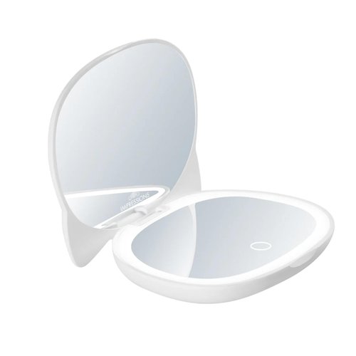 Impressions Vanity Hello Kitty LED Compact Mirror for Purse, Travel Lighted Makeup Mirror with 3X Magnification, Adjustable Brightness, Soft Touch Sensor Button and Hello Kitty Figural Shaped Design