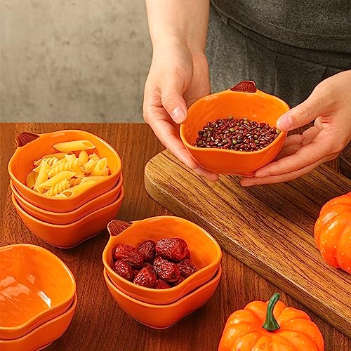 Fall Pumpkin Ramekins 6 oz Oven Safe Ceramic Bowls - 8 Pack Variation 8