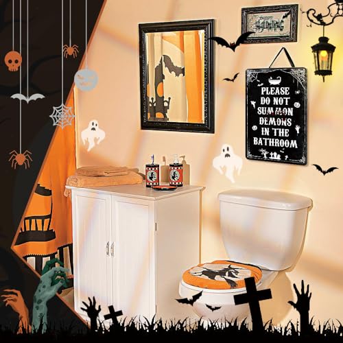 Gothic Bathroom Decor Sign - Do Not Summon Demons Halloween Wall Art
