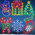 16-Inch Christmas Window Silhouette Lights with Snowflake Gift Tree Snowman Candy Cane Variations