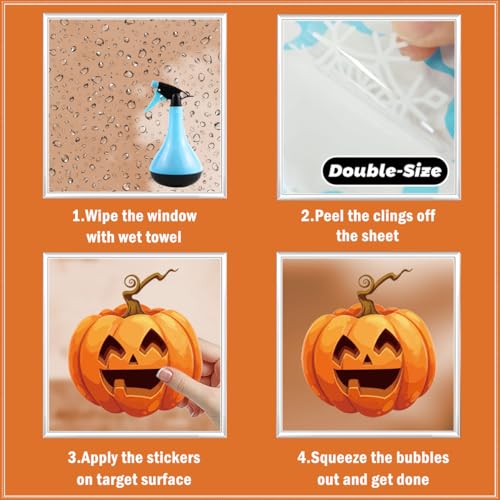 Enwokran Halloween Window Clings Stickers Set - 9 Sheets, 103 Decals, Ghost & Pumpkin Design - Variation: Halloween_a