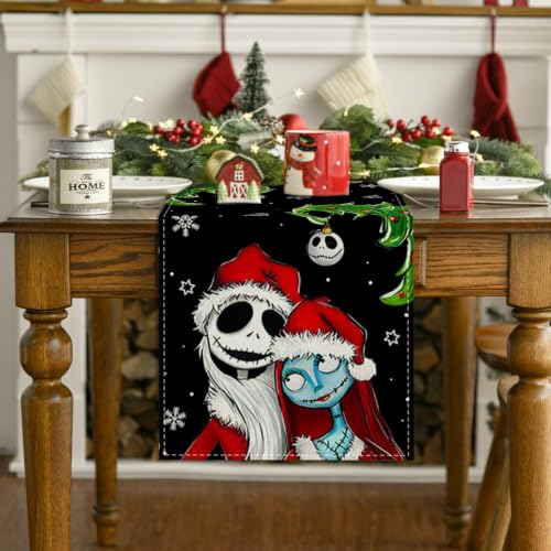 Black Christmas Table Runner 13x72 Inch Holiday Home Party Decor - Yarcooly