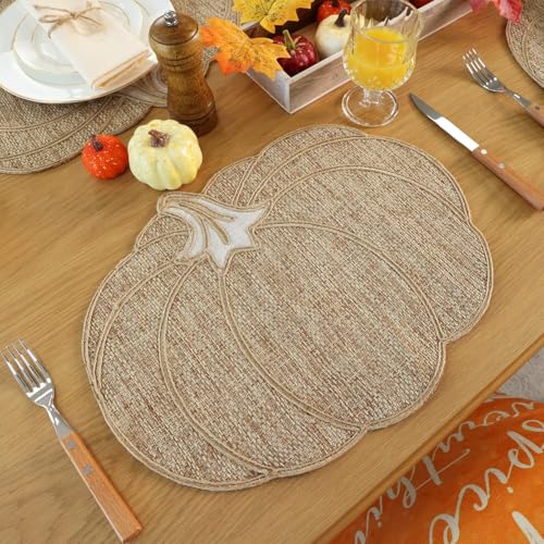 Pumpkin Fall Placemats Set of 4 - Thanksgiving Halloween Autumn Decor