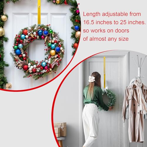 Gold Adjustable Wreath Hanger for Front Door - Over-the-Door Hook, 15-25 Inches